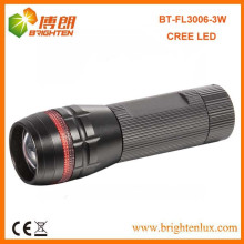 Factory Sale 3 * aaa Dry Battery Powered Aluminium Head Zoom Dimming XPE 3W Cree led Zoom Lampe torche avec anneau rouge